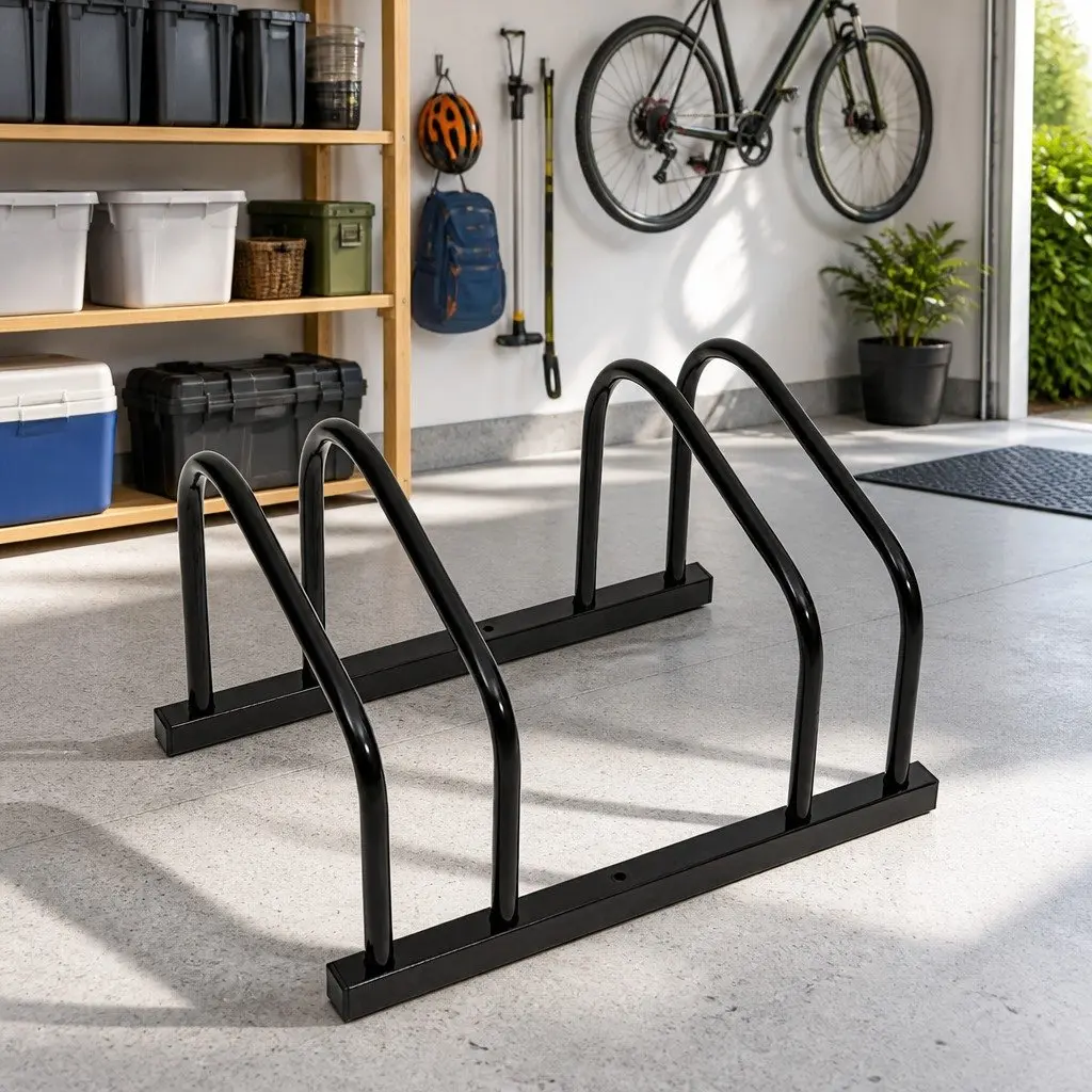 Bike Rack for 2 Bikes Steel Bicycle Stand Floor Parking Storage Garage Organiser