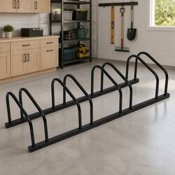 Durable Steel Bike Rack for 4 Bikes - Black Parking Stand