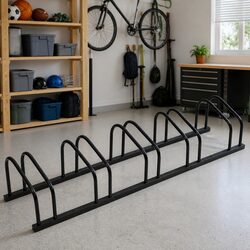 Durable Black Steel Bike Rack for 5 Bicycles
