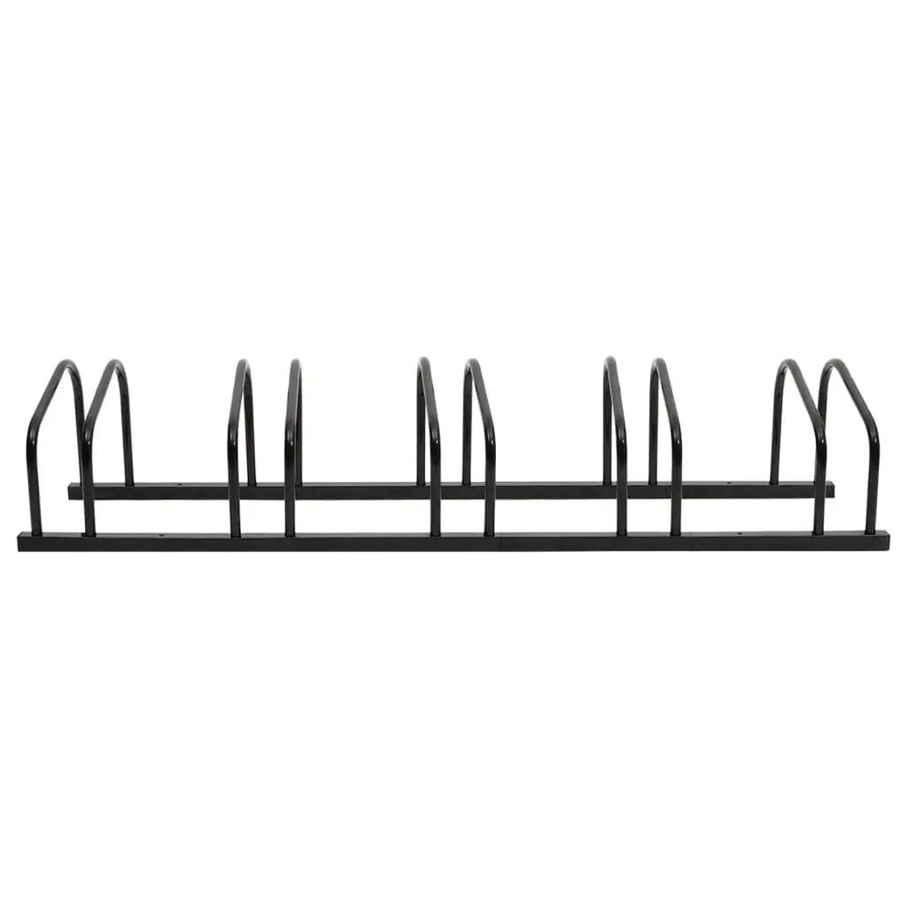 Bike Rack Steel Floor Standing Black 5 Bikes Storage