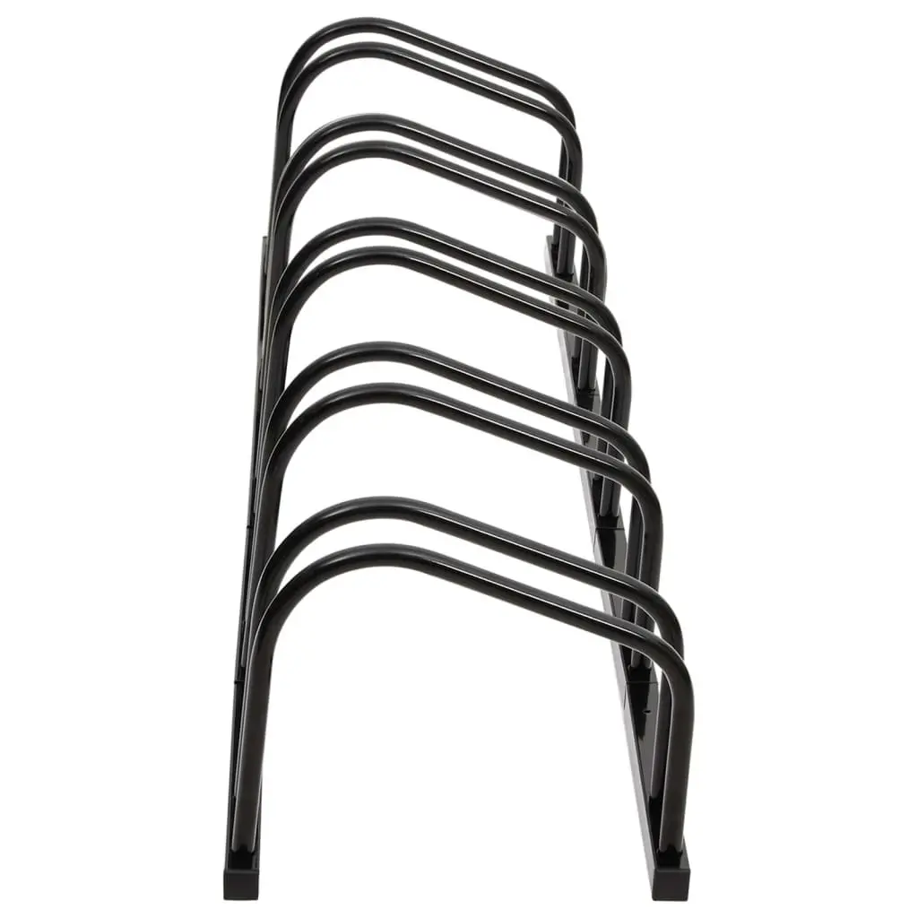 Bike Rack Steel Floor Standing Black 5 Bikes Storage