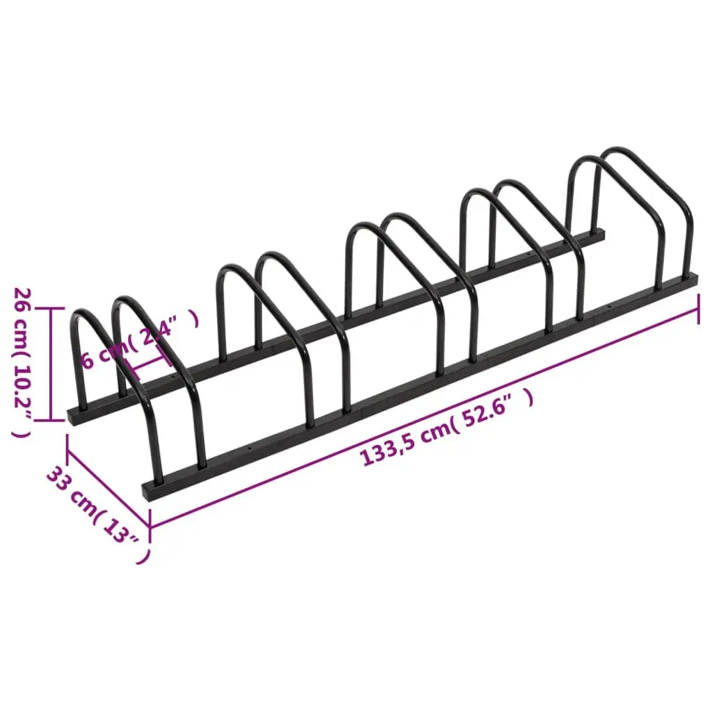 Bike Rack Steel Floor Standing Black 5 Bikes Storage