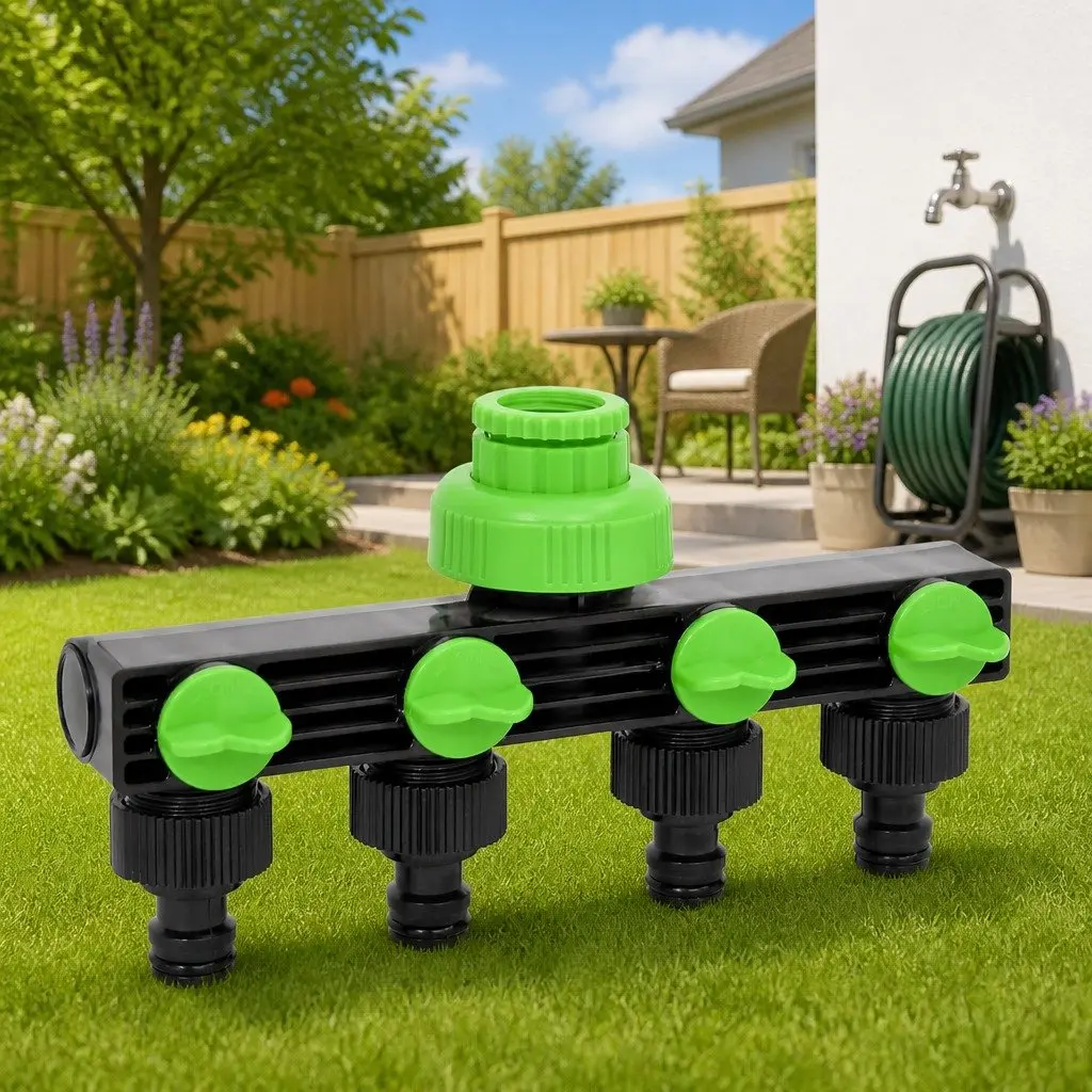 4-Way Tap Adaptor ABS Green