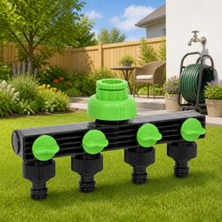 4-Way Tap Adaptor Garden Hose Splitter Water Irrigation Connector Green