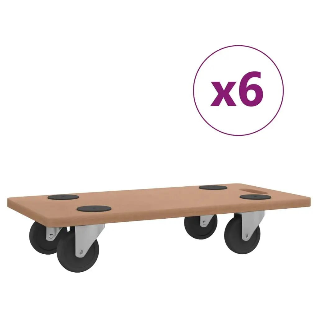 Rectangular Dolly Trolleys 6 Pack with Anti-Slip Castors