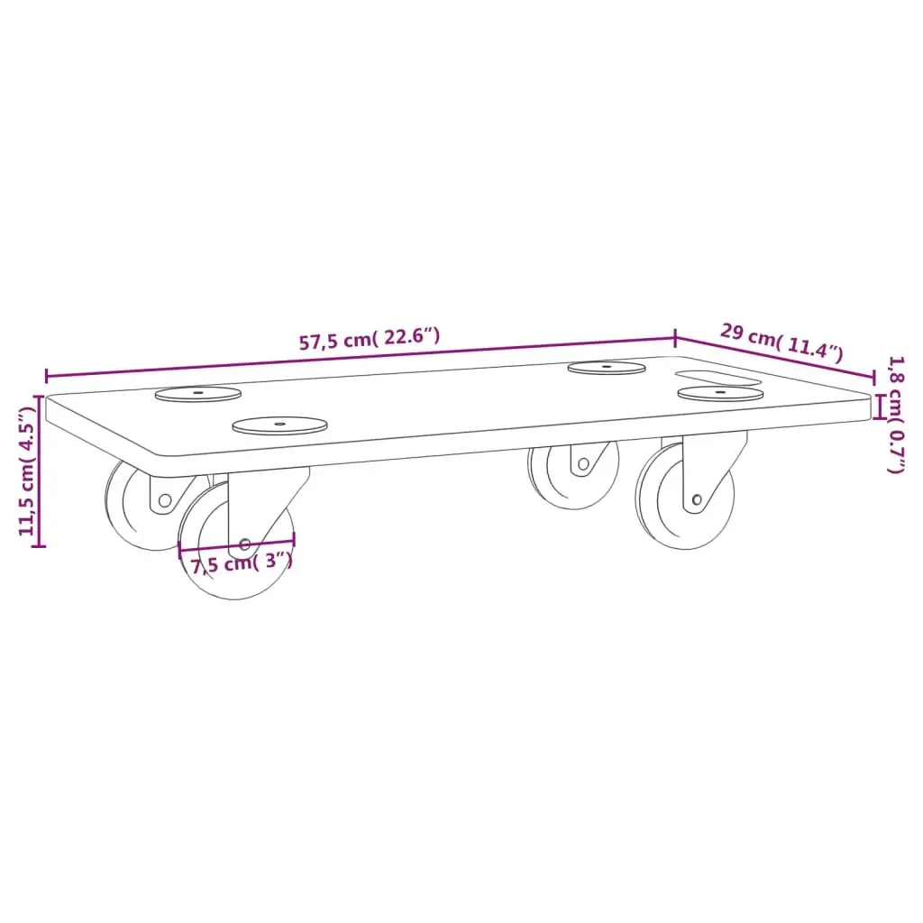 Rectangular Dolly Trolleys 6 Pack with Anti-Slip Castors