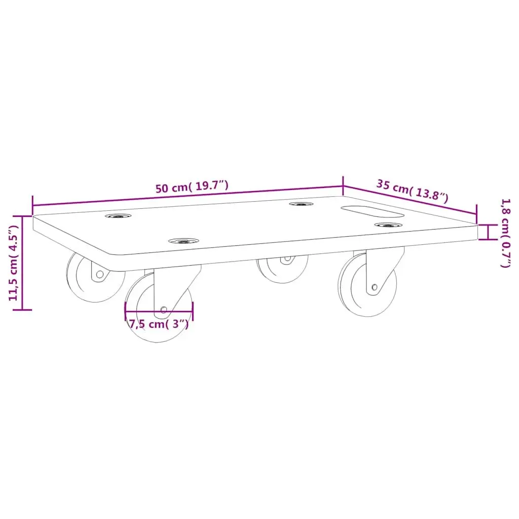Transport Trolley Plywood Rectangular 50 x 35 x 11.5 cm Grey 2 Piece