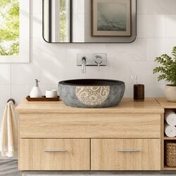 Durable Ceramic Round Black Bathroom Sink 41cm