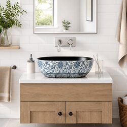 Stylish Oval Ceramic Bathroom Sink in Blue 47x33x13 cm