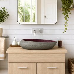 Ceramic Oval Bathroom Sink in Purple Grey – 59x40x14cm