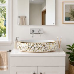 Elegant Oval Ceramic Countertop Basin for Bathroom