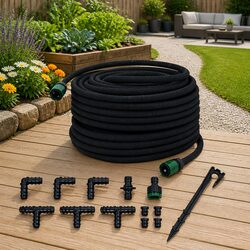 50m Flexible Black Rubber Garden Soaker Hose