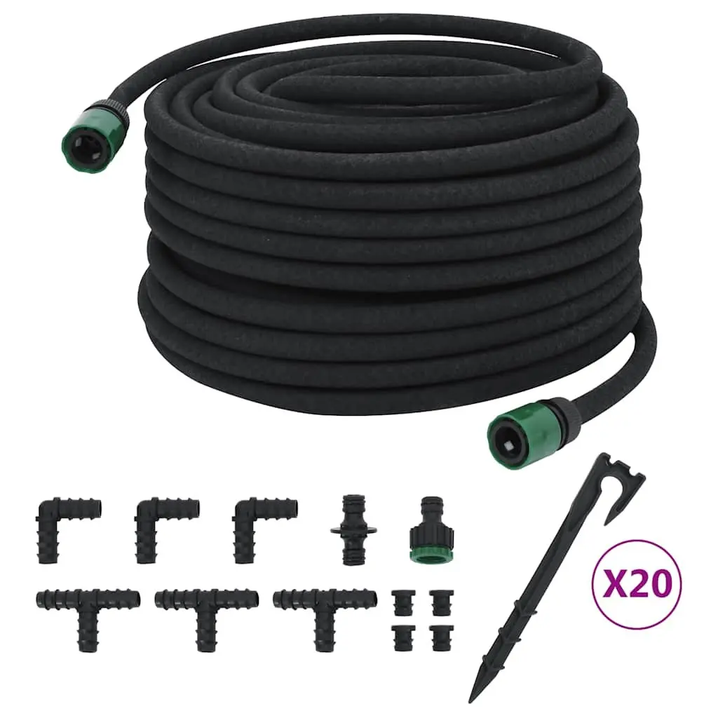 Garden Soaker Hose Rubber 50m Black Flexible Drip Irrigation Watering