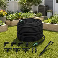 Garden Soaker Hose Black 100m Drip Irrigation Watering Hose for Lawn Plants