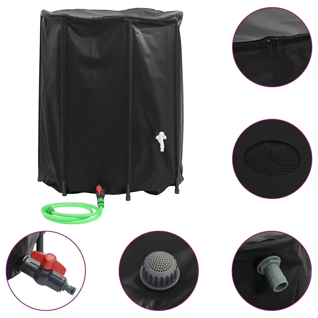 Collapsible Water Tank PVC 1250L Foldable Black Garden
