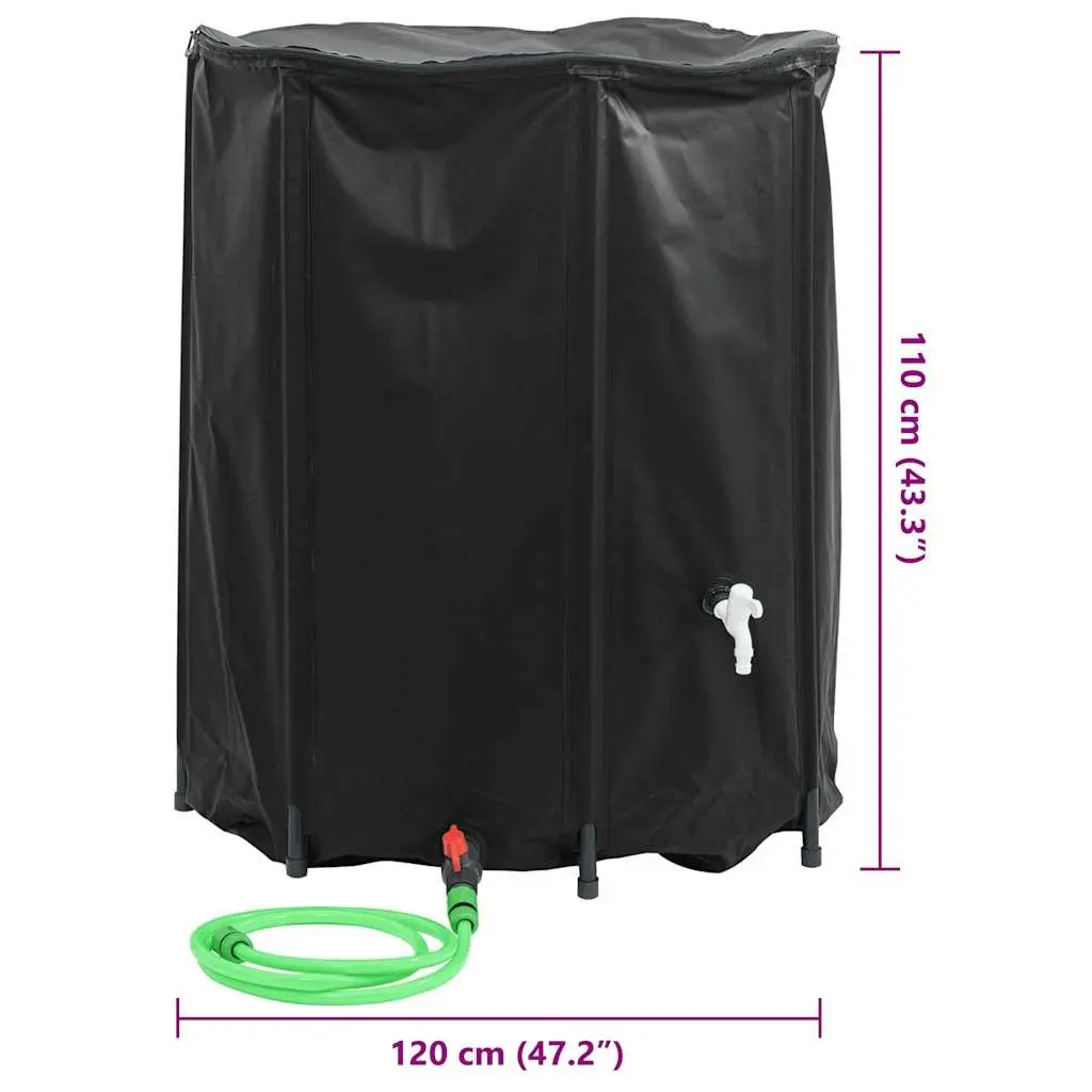 Collapsible Water Tank PVC 1250L Foldable Black Garden