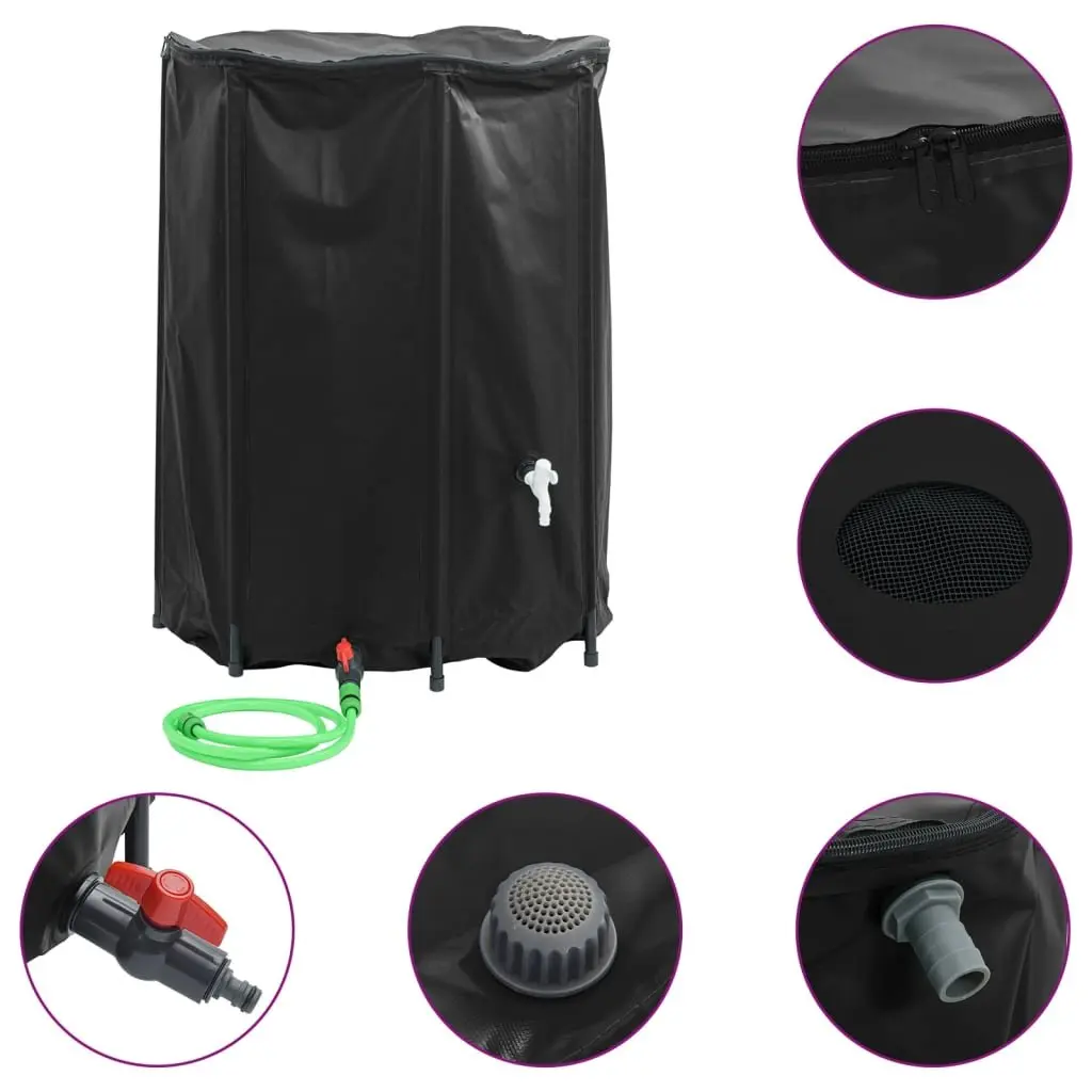 Collapsible Water Tank PVC 1350L Foldable Black with Tap