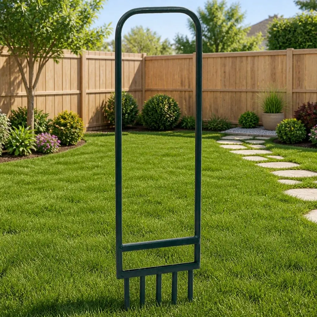 Lawn Aerator Steel 5 Hollow Tines Manual Blue