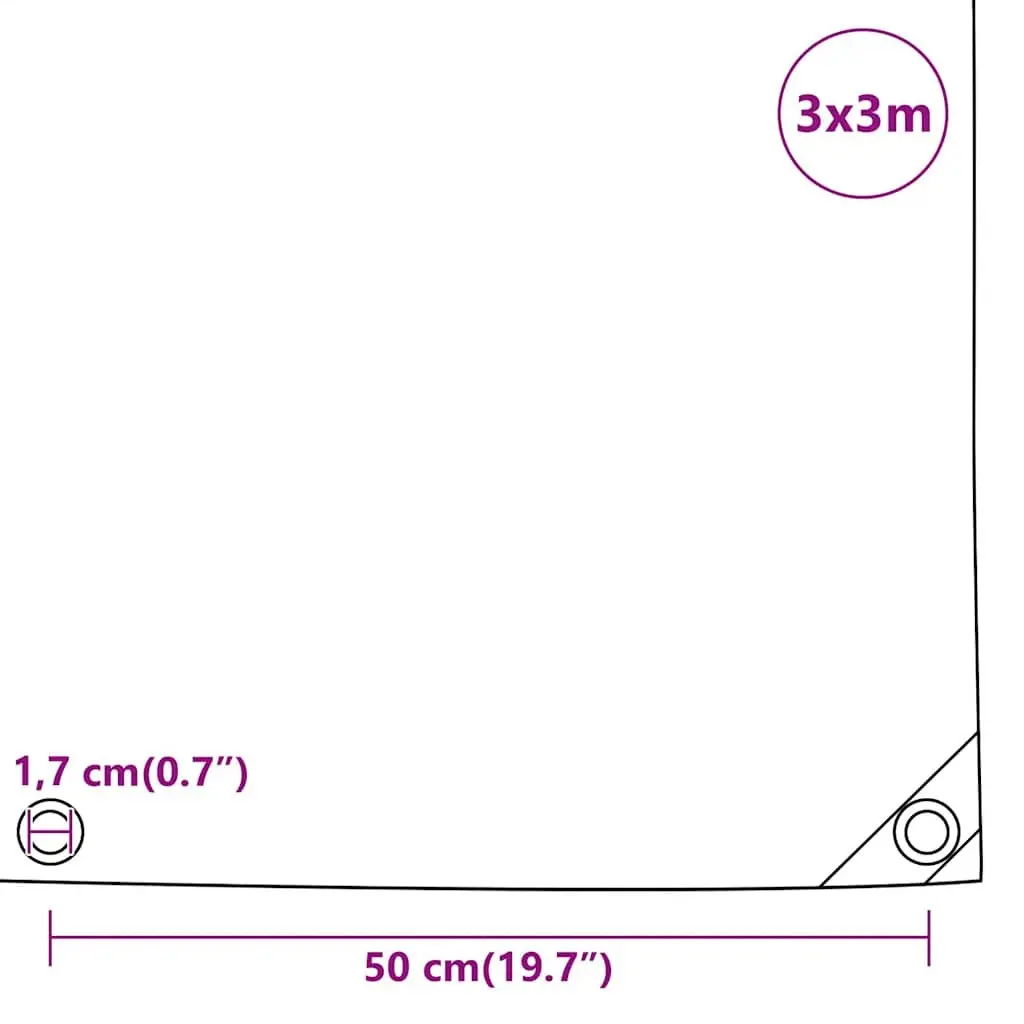 Heavy-Duty Tarpaulin PVC 3x3m Anthracite Water-Resistant UV Protection
