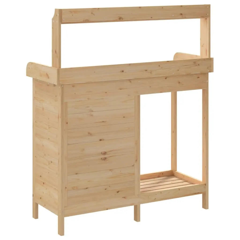 Potting Table with Storage and Hooks in Brown