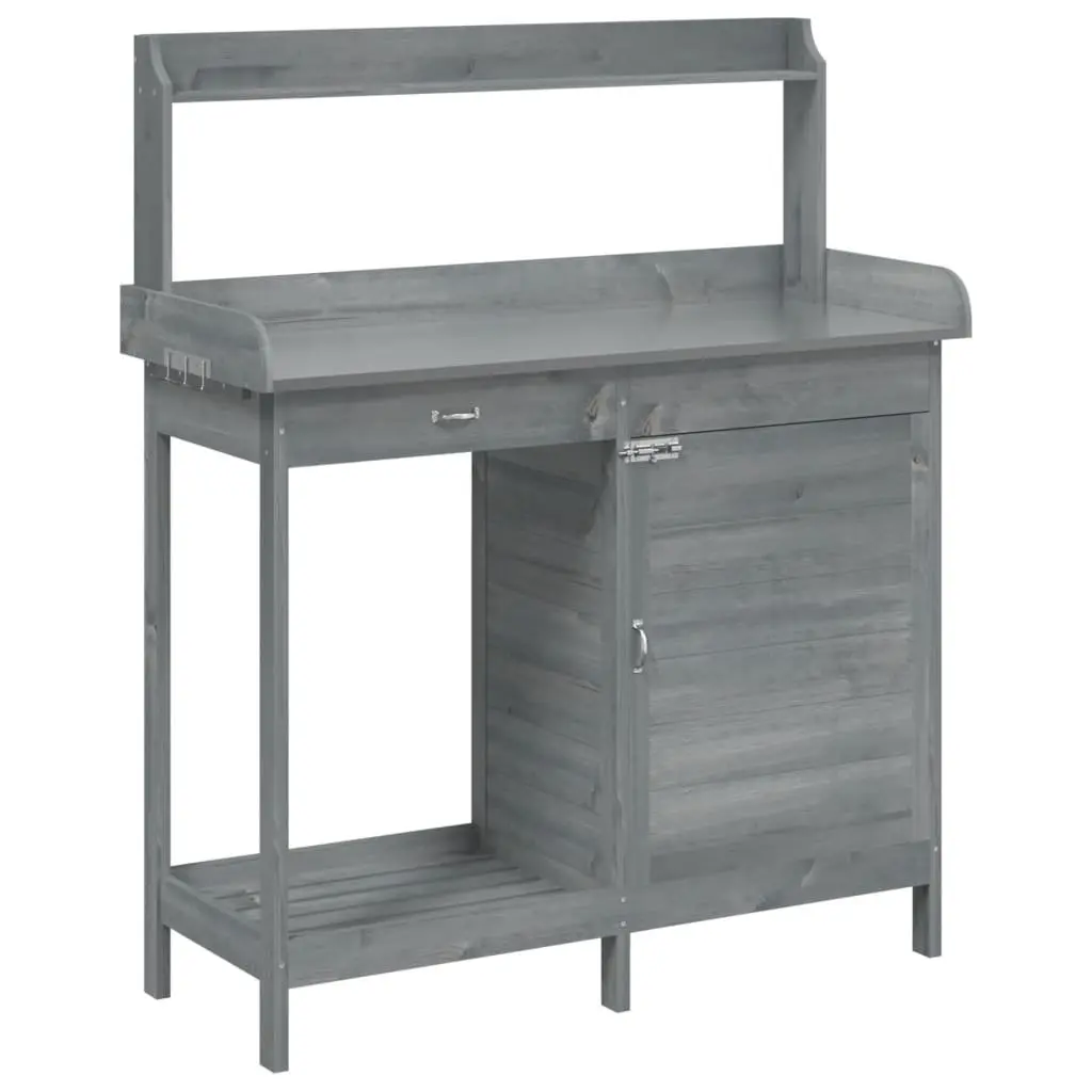 Grey Potting Table with Cabinet Storage 110.5x45x124.5 cm