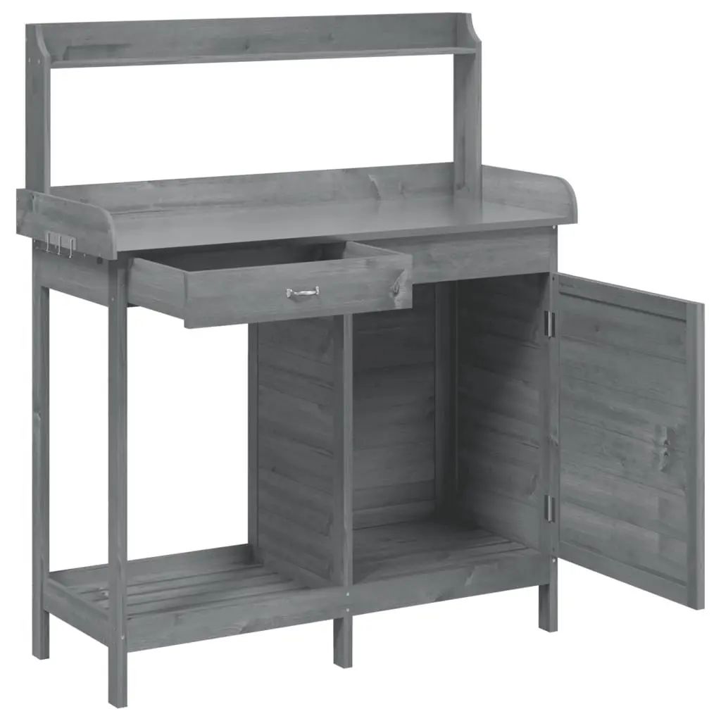 Grey Potting Table with Cabinet Storage 110.5x45x124.5 cm