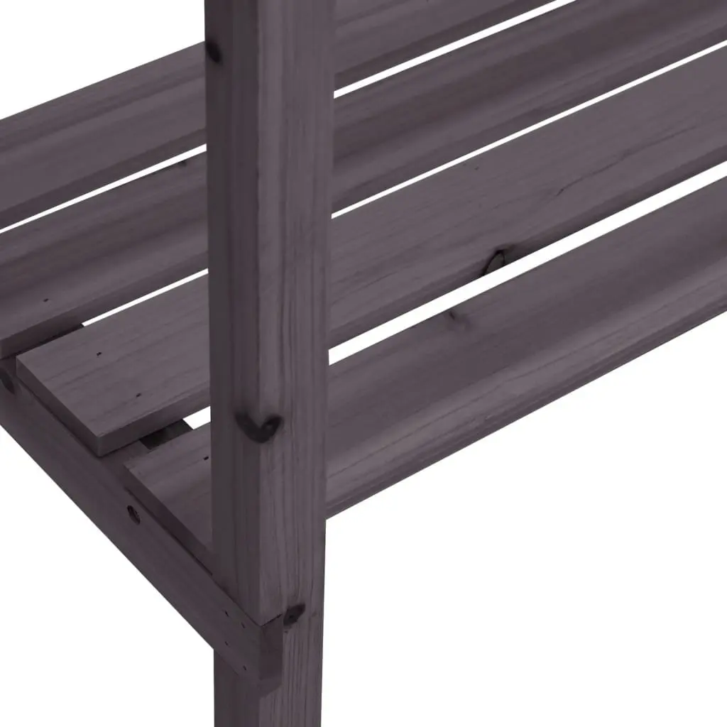 Grey Solid Wood Fir Plant Table with Shelves