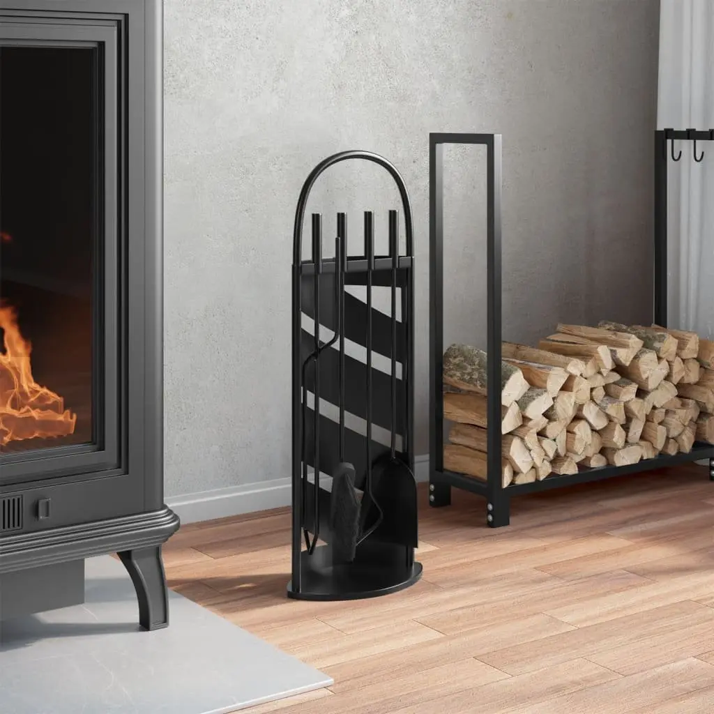 5-Piece Fireplace Tool Set with Steel Stand