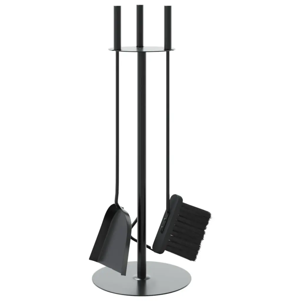 4-Piece Steel Fireplace Tool Set with Rack