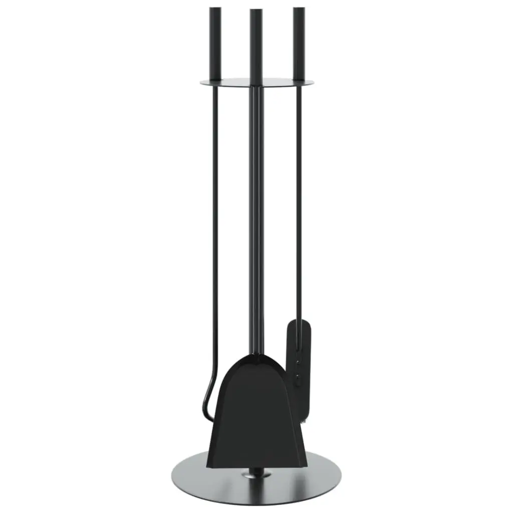 4-Piece Steel Fireplace Tool Set with Rack