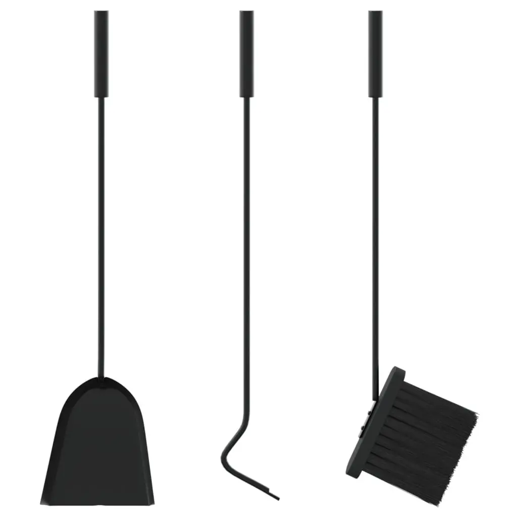 4-Piece Steel Fireplace Tool Set with Rack