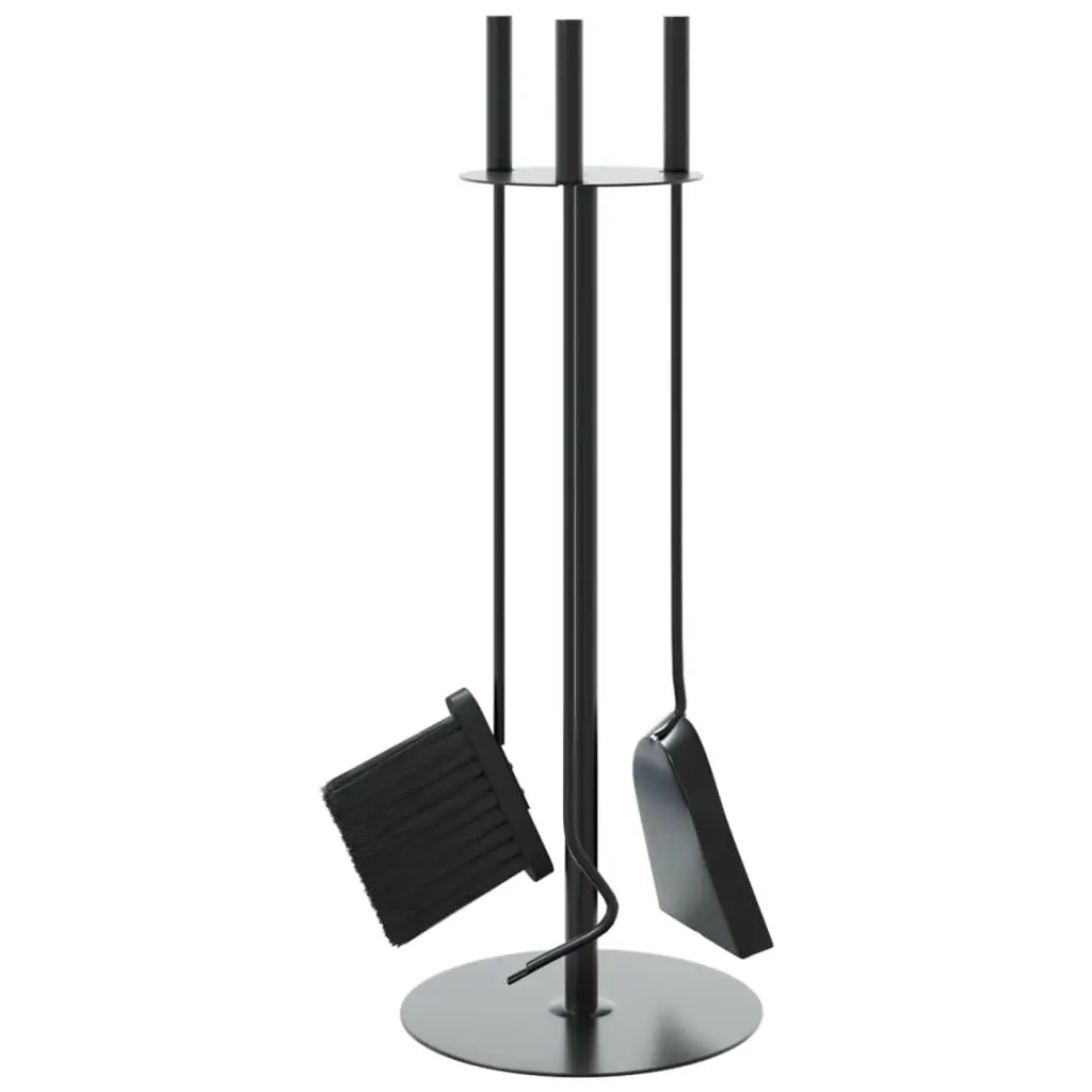 4-Piece Steel Fireplace Tool Set with Rack