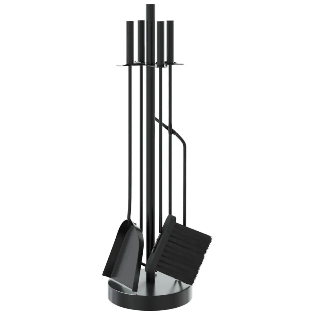 5-Piece Black Steel Fireplace Tool Set