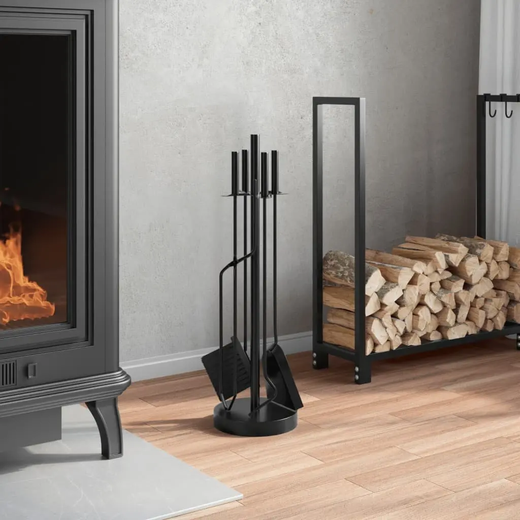 5-Piece Black Steel Fireplace Tool Set