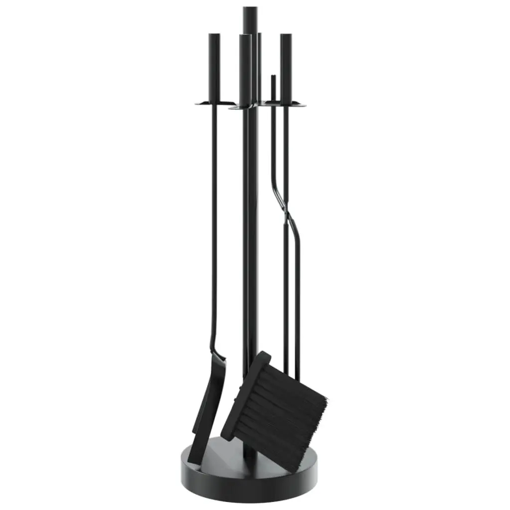 5-Piece Black Steel Fireplace Tool Set