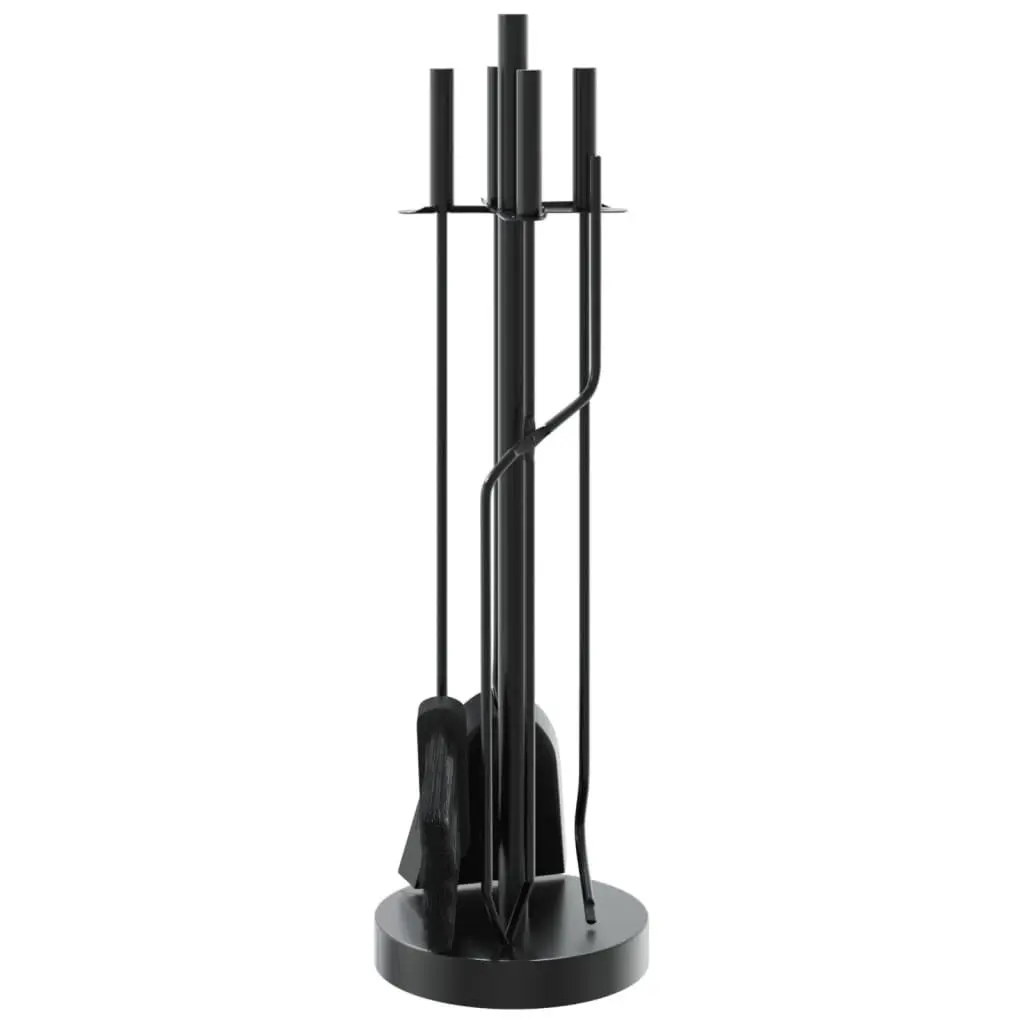 5-Piece Black Steel Fireplace Tool Set