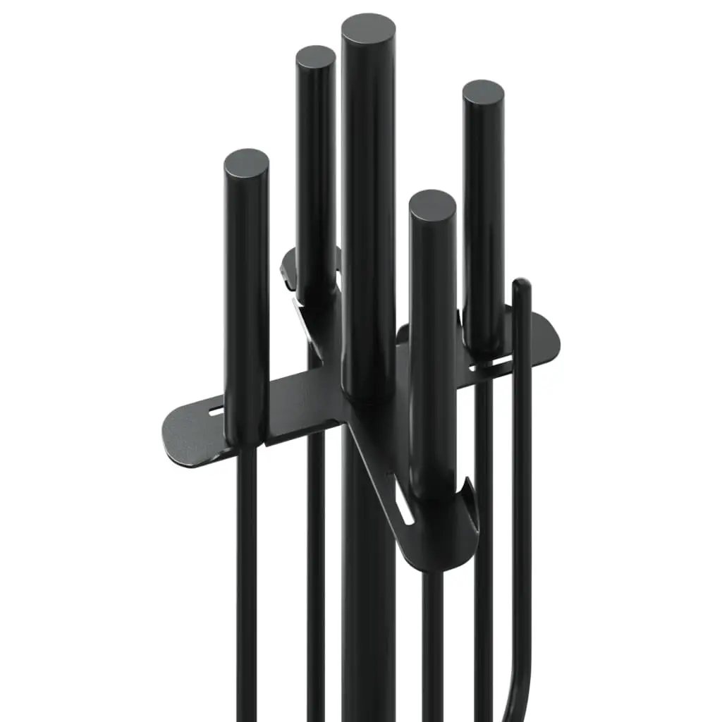 5-Piece Black Steel Fireplace Tool Set