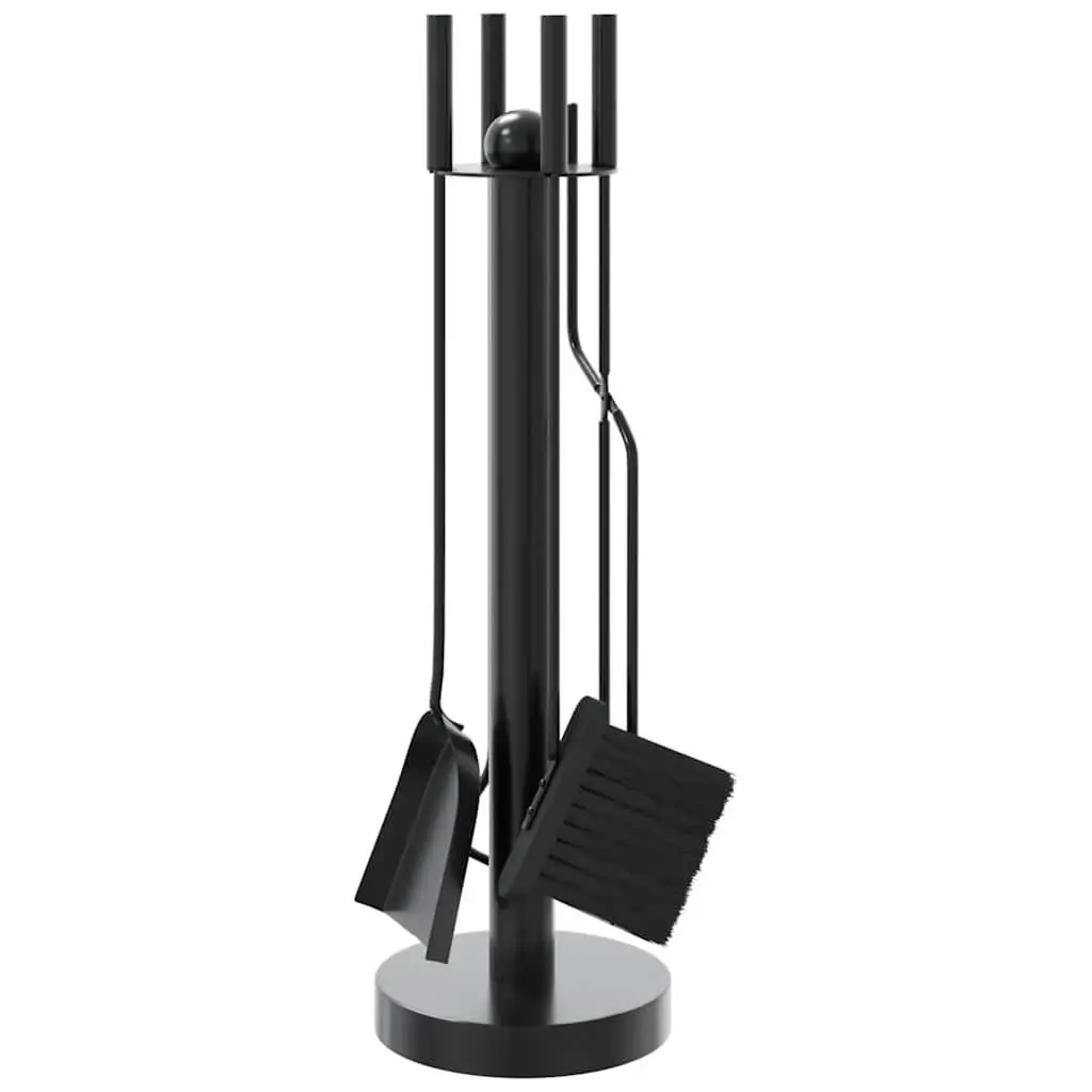 5 Piece Black Steel Fireplace Tool Set