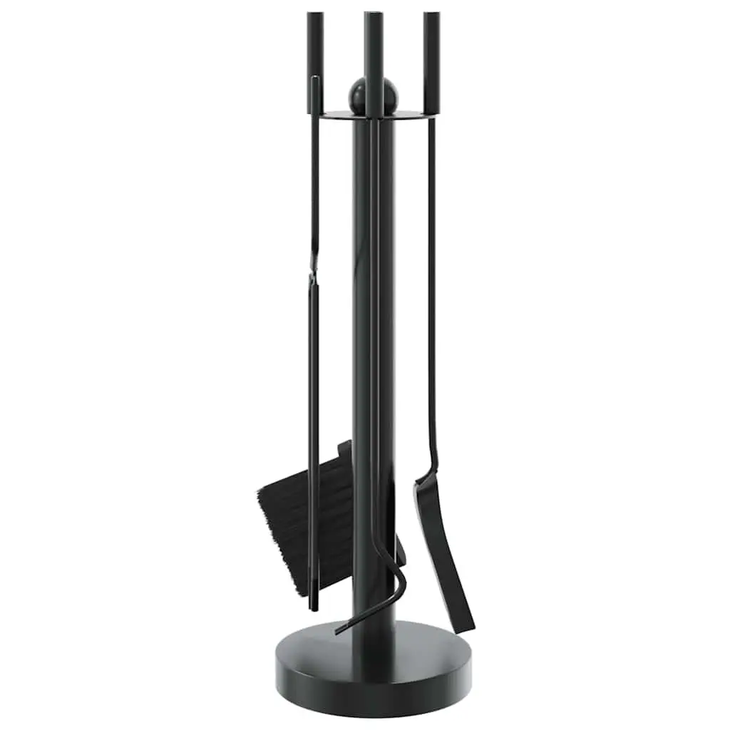 5 Piece Black Steel Fireplace Tool Set