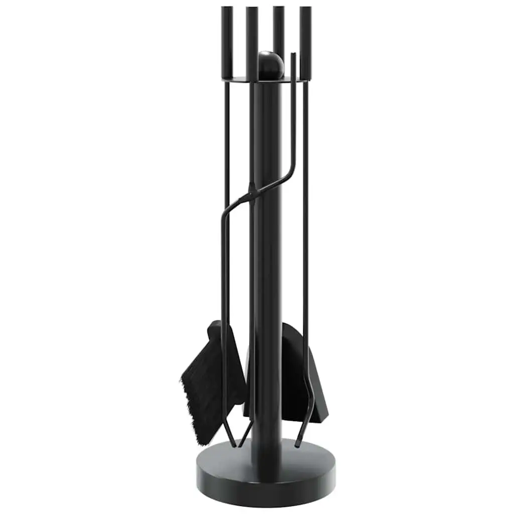 5 Piece Black Steel Fireplace Tool Set