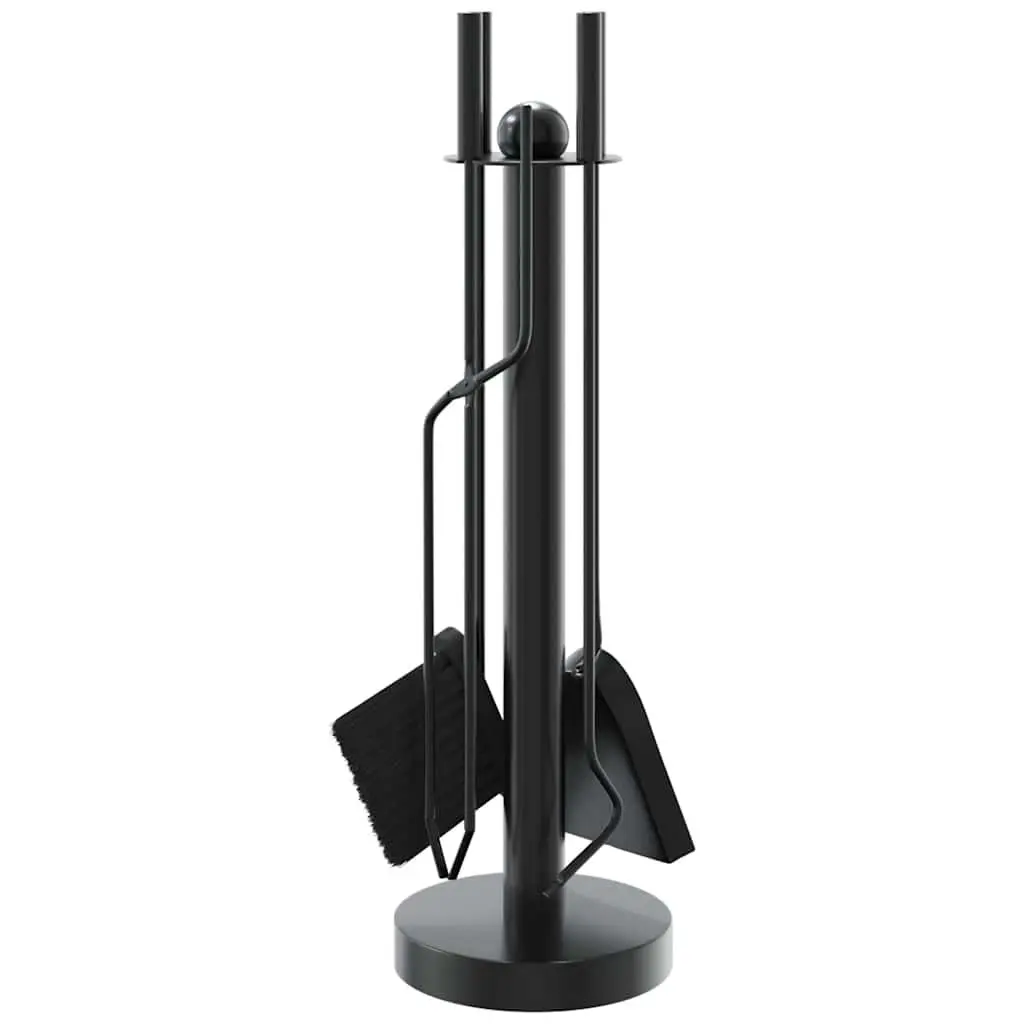 5 Piece Black Steel Fireplace Tool Set