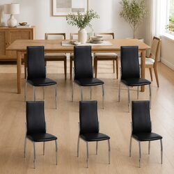 6-Piece Set of Black Modern Dining Chairs with High Backrest