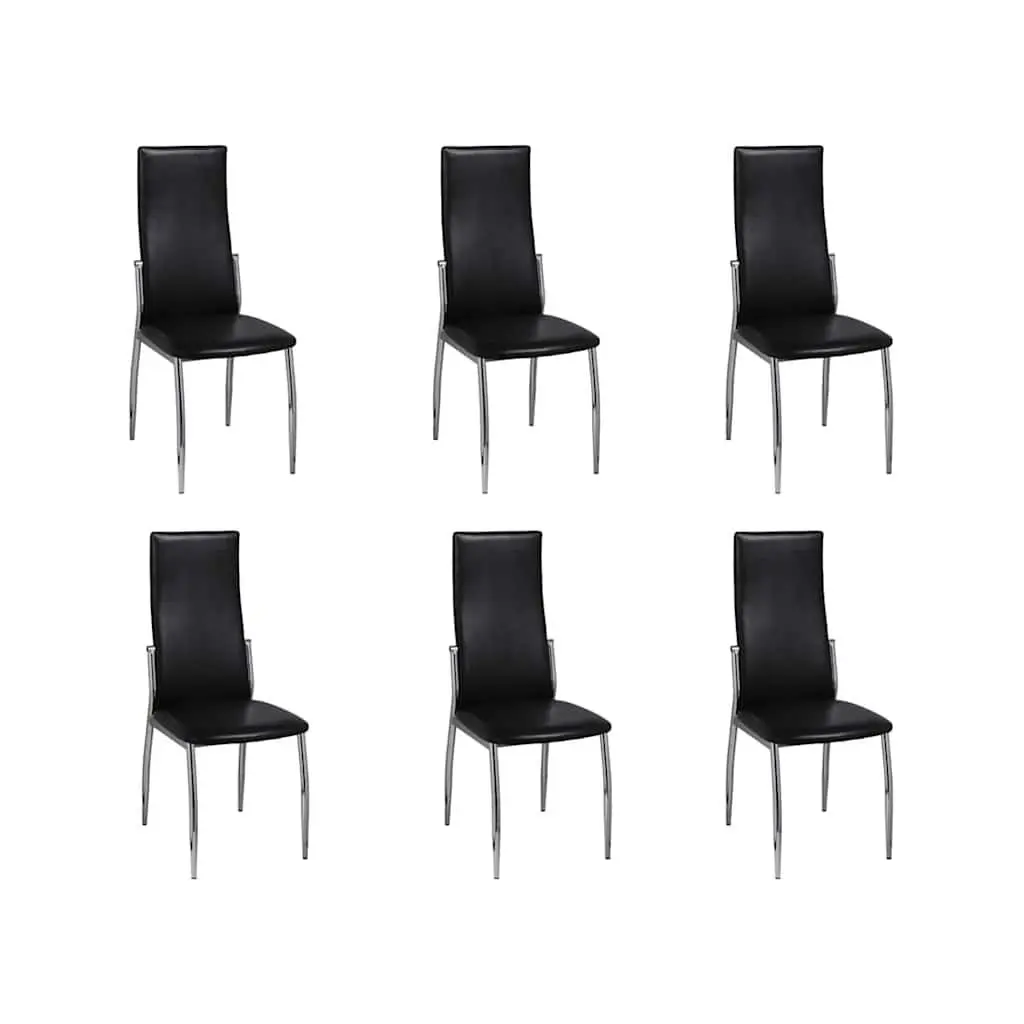 Dining Chairs Faux Leather High Backrest Black 6 Piece Set