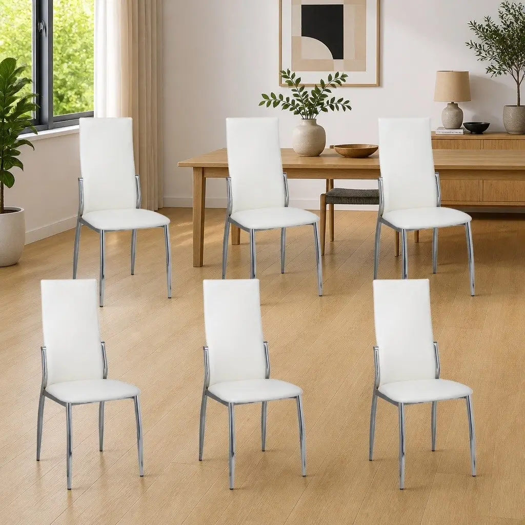 Dining Chairs Synthetic Leather High Back White Set of 6