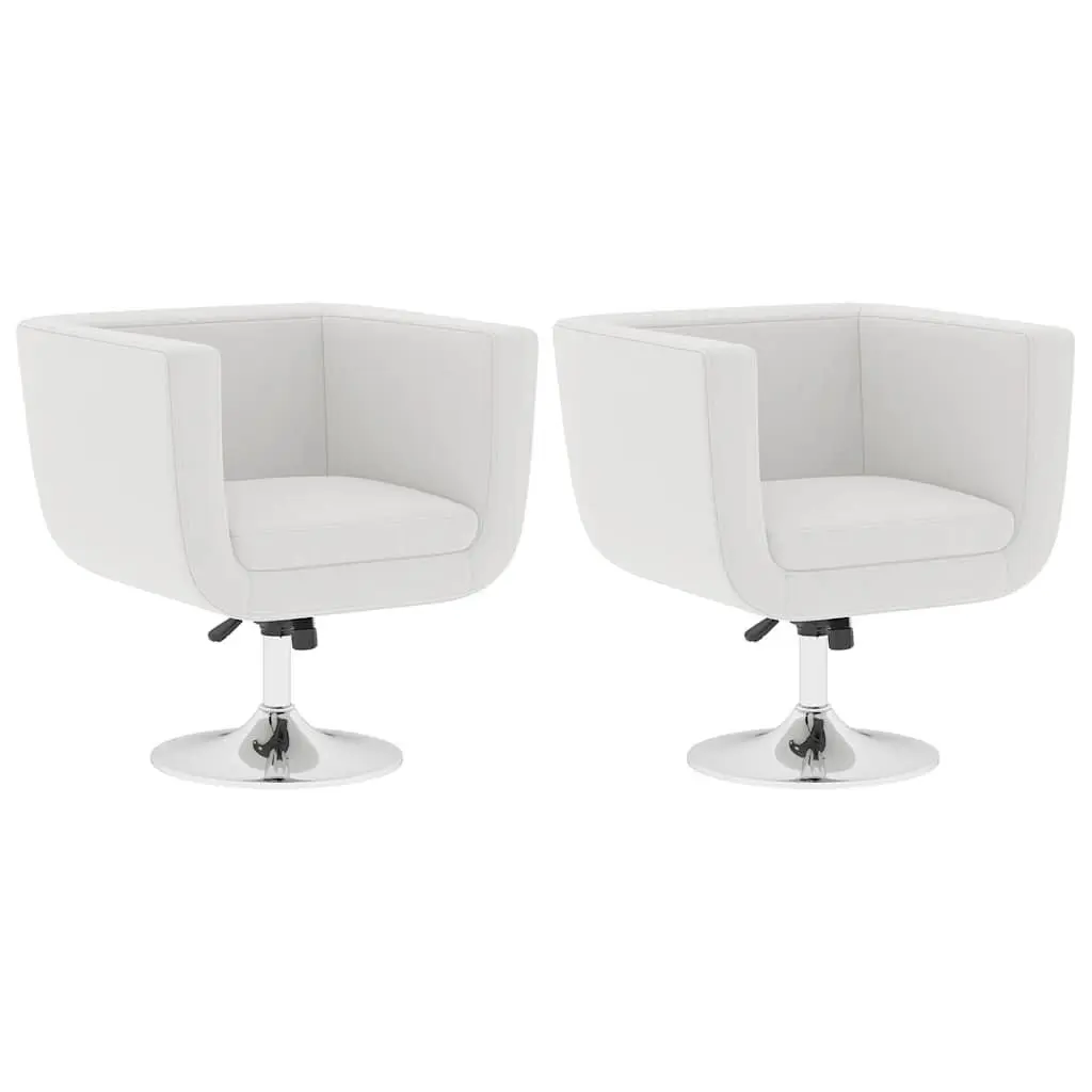 Bar Stools Artificial Leather Height Adjustable White 2 Piece Swivel Armchairs