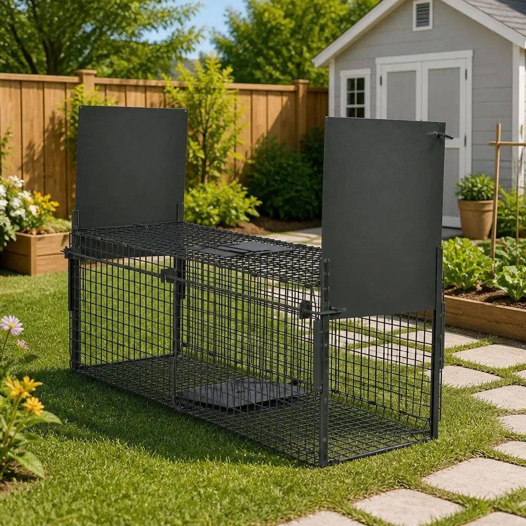 Green Foldable Live Animal Trap with Two Doors