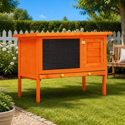 Wooden Outdoor Rabbit Hutch with Secure Construction