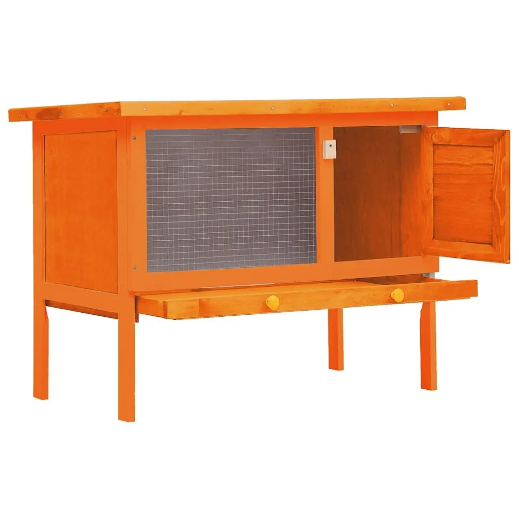 Outdoor Rabbit Hutch Single Layer Wood Brown Cage Small Pet Exercise Enclosure