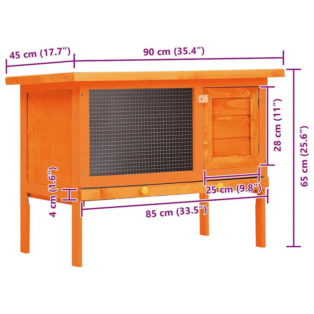 Outdoor Rabbit Hutch Single Layer Wood Brown Cage Small Pet Exercise Enclosure