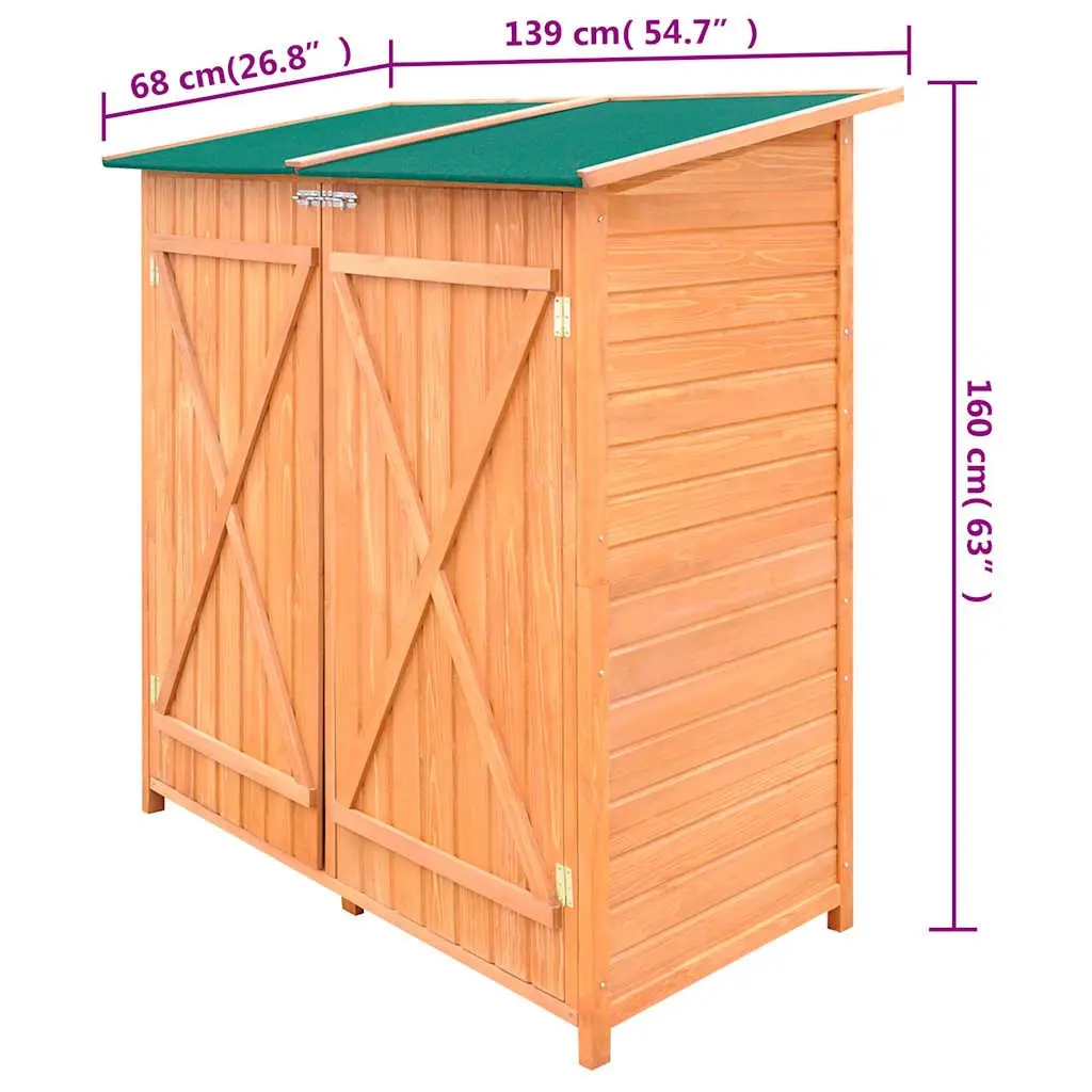 Wooden Garden Tool Shed Pine Wood Large Brown